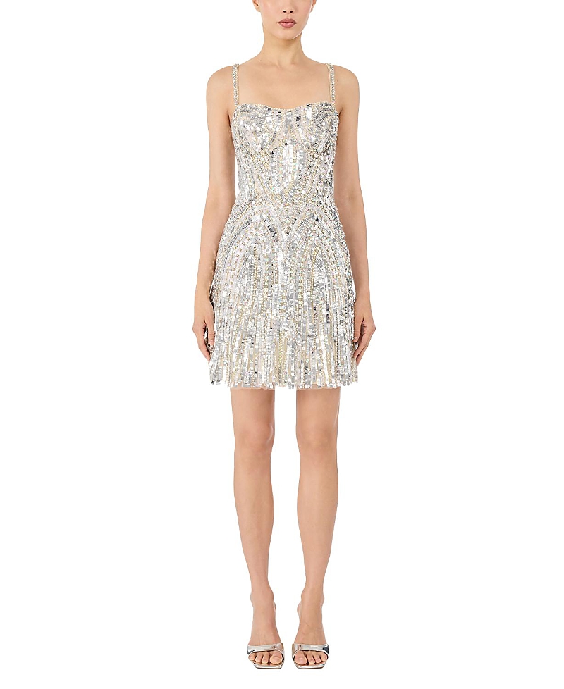 Jenny Packham Rebecca Sequin-embelished Mini Dress In Gray