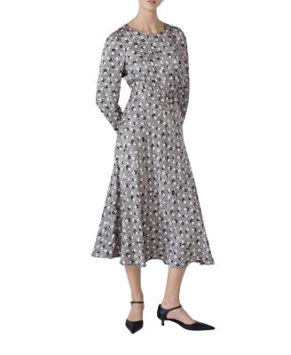 Sophia Floral Satin Midi Belted Dress