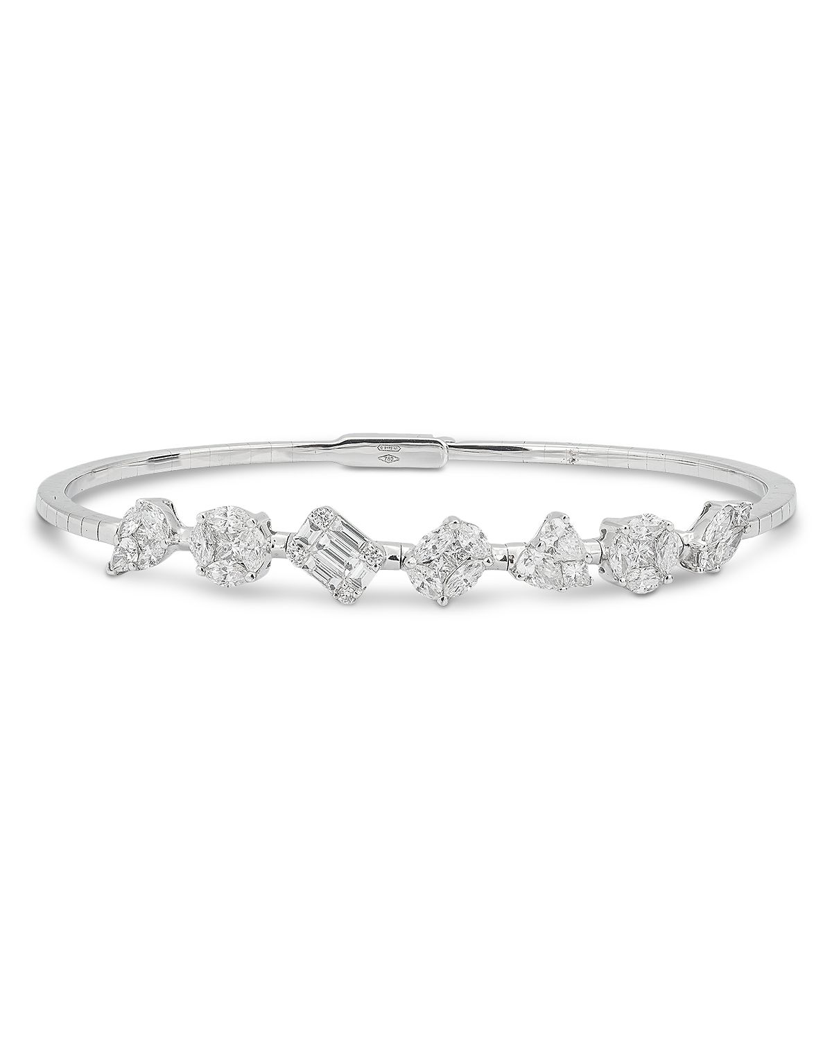 Zydo 18K White Gold Diamond Mixed Cut Bangle Bracelet