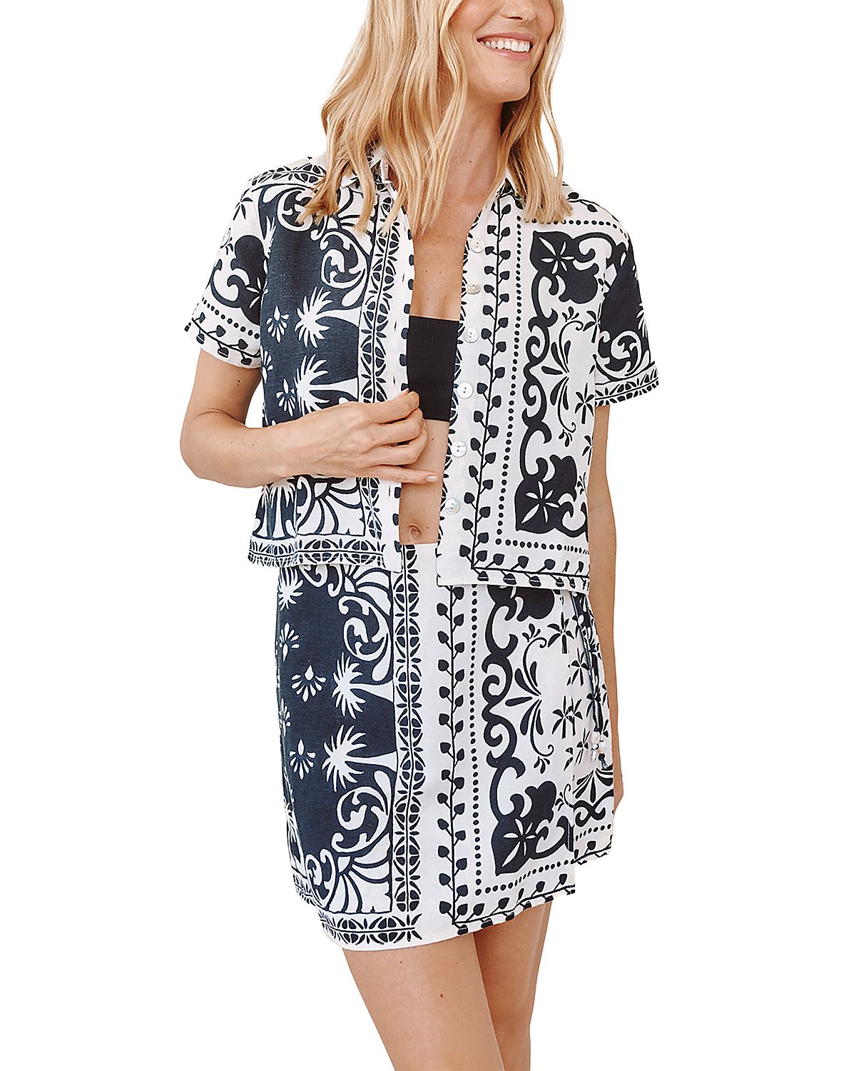 Bella Dahl Bandana Short Sleeve Camp Shirt