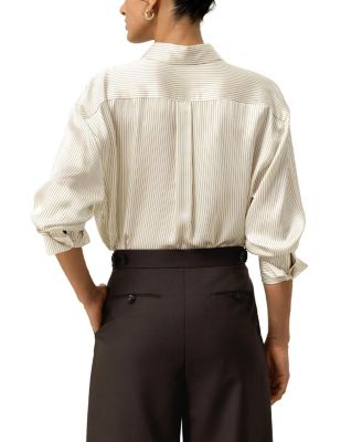  Silk Charmeuse Pinstripe Shirt