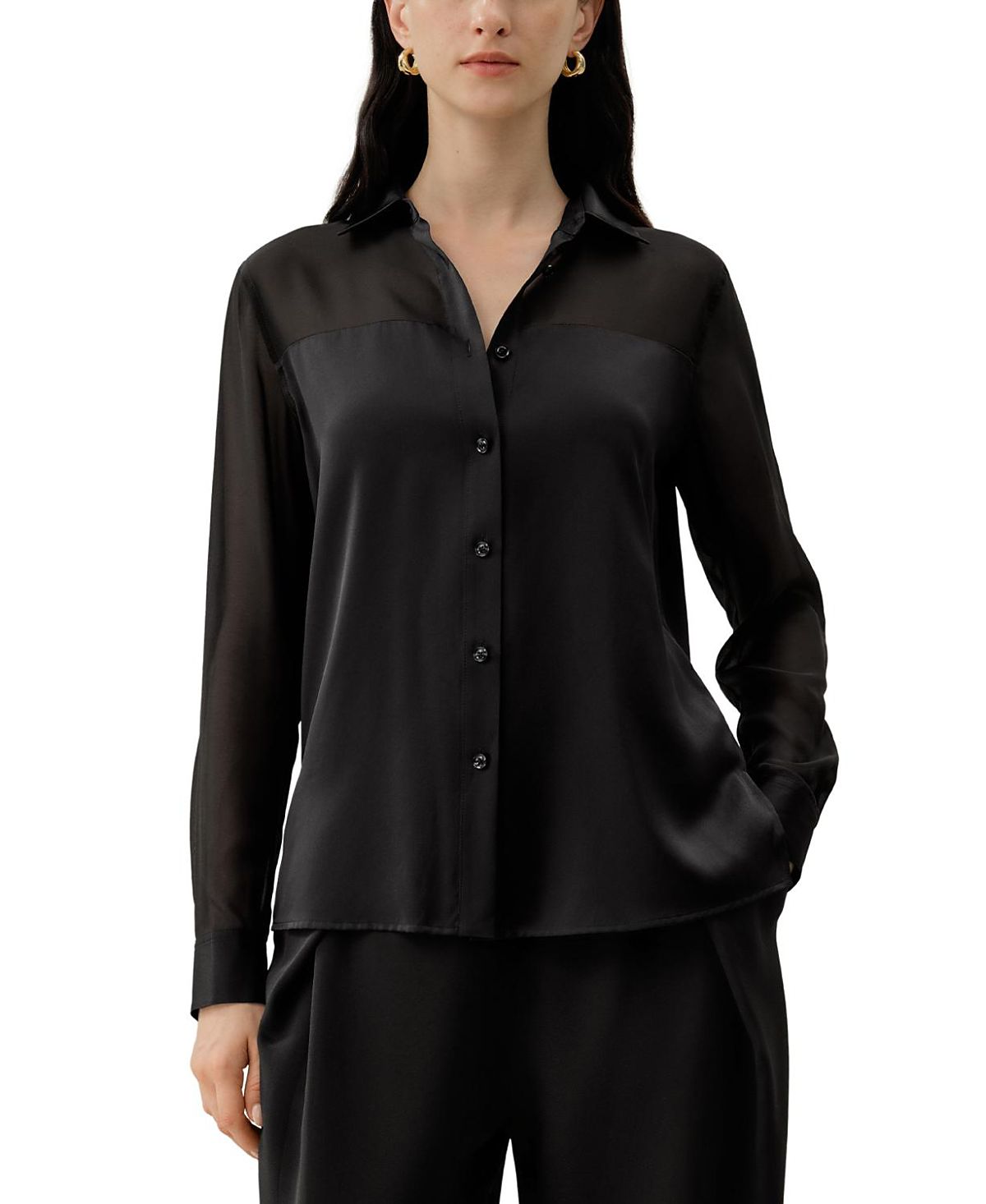 Lilysilk Button Down Silk Organza Shirt