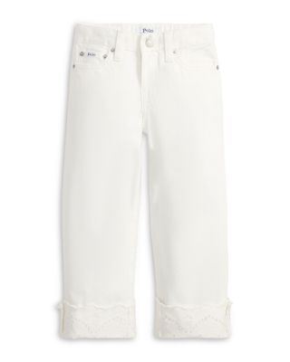 Girls' Eyelet Cuff Cotton Denim Wide Leg Jeans - Big Kid