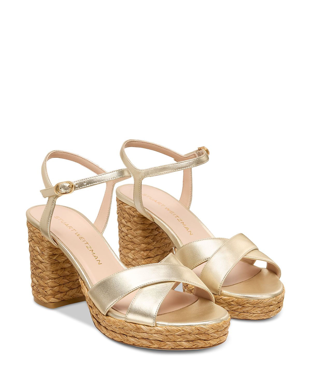 Stuart Weitzman Women's Dayna Leather Espadrille Platform Sandals