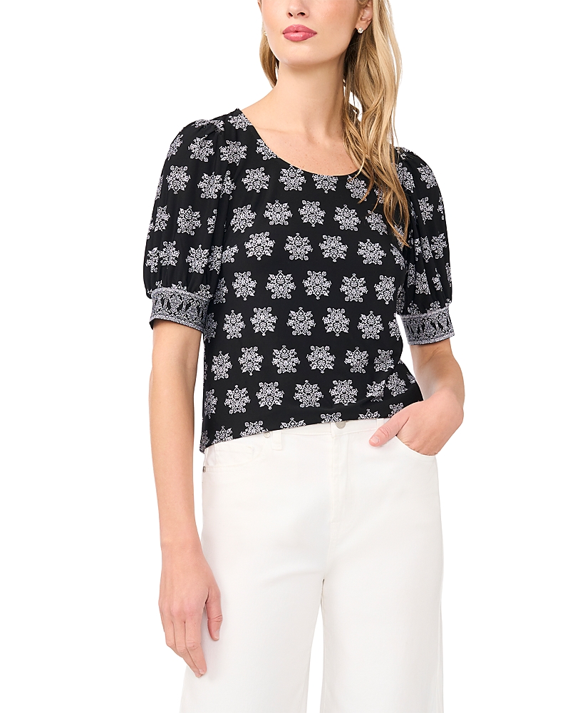CeCe Printed Puff Sleeve Top