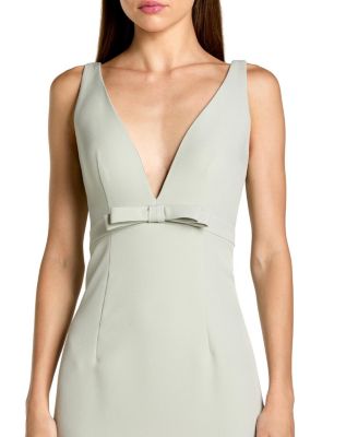 Crepe V-Neck Mermaid Gown with Bow - Petite