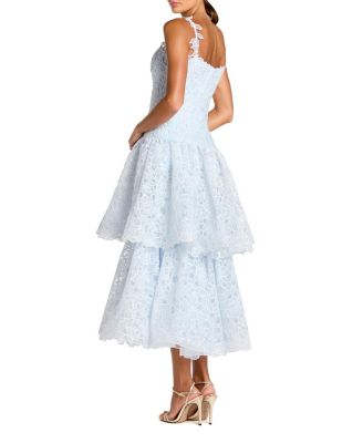 Petite Sleeveless Embroidered Lace Tiered Midi Dress