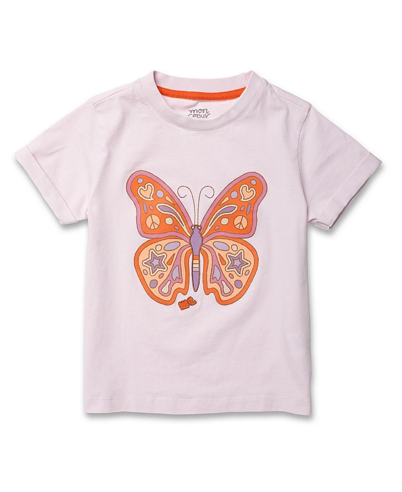 Mon Coeur Girls' Recycled Cotton Butterfly T-Shirt - Baby, Little Kid, Big Kid