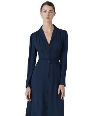 Elena Crepe Button Through Midi Dress