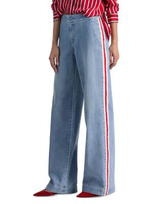 Mid Rise Straight Jeans in Rockstarblue/Off White/Pink