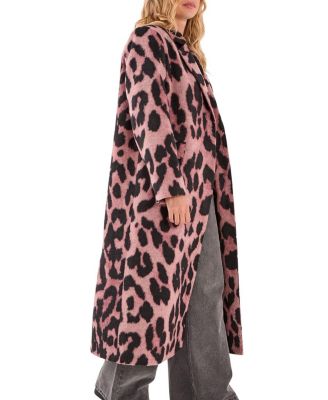 Leopard Wool Blend Tailored Coat
