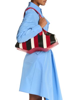 Intarsia Stripe Leather Handbag