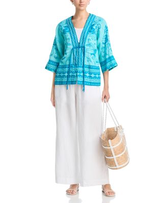 Linen Wide Hem Tie Kimono