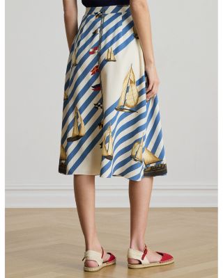 Button Front Crepe Skirt