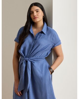 Tie Front Linen Shirt Dress
