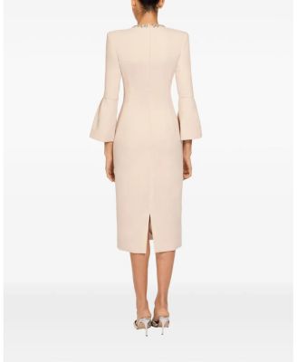  Margoni Bell-Sleeve Embellished Midi Dress