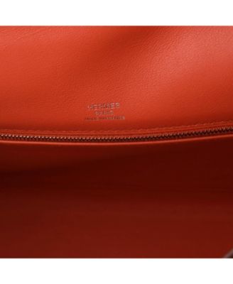 Kelly 28 Handbag Toile and Brown Swift with Palladium Hardware