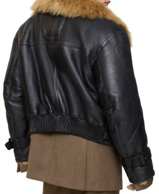  Cropped Shearling Aviator Jacket