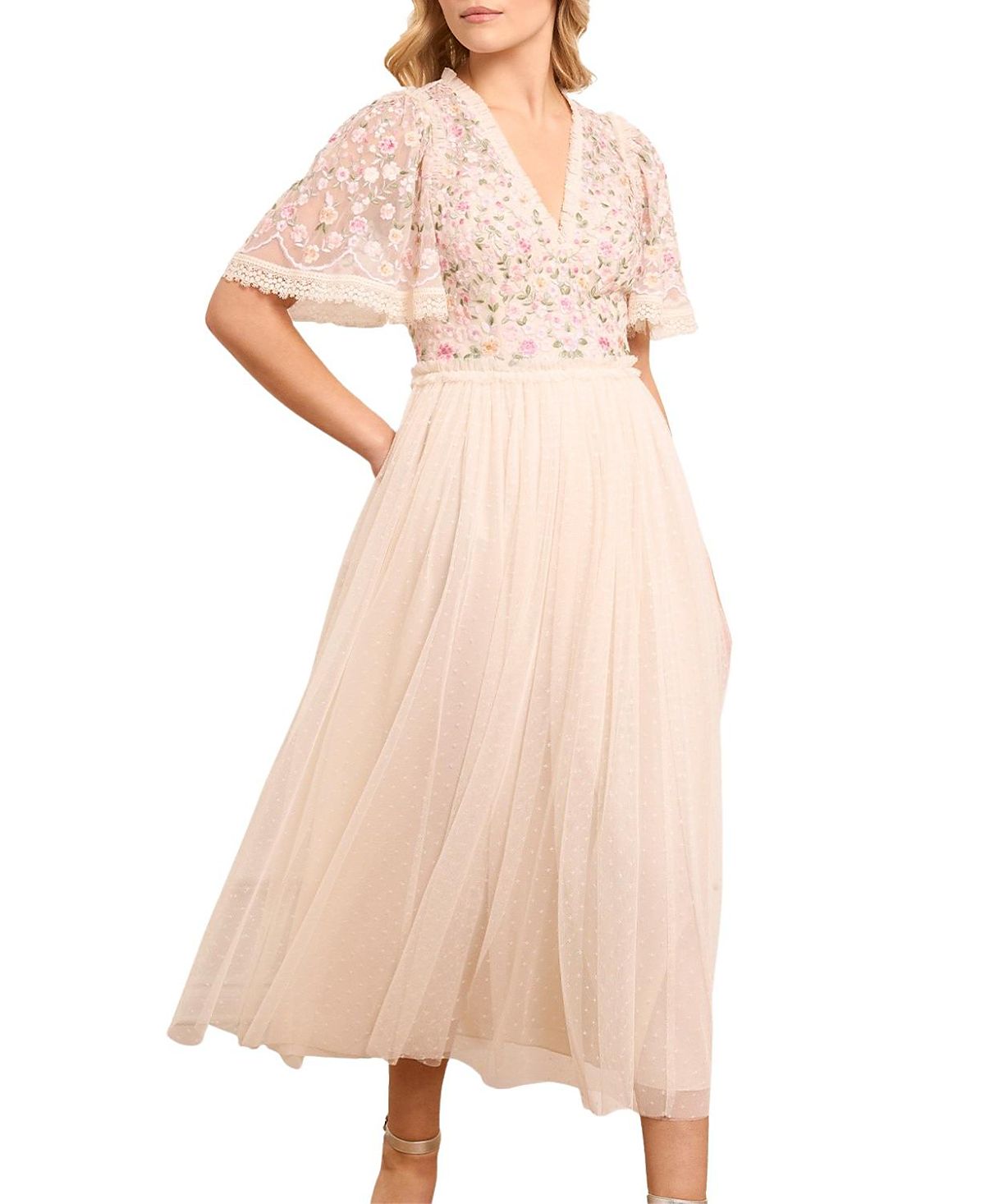 Needle & Thread Rosie Lace Bodice V-Neck Ballerina Dress