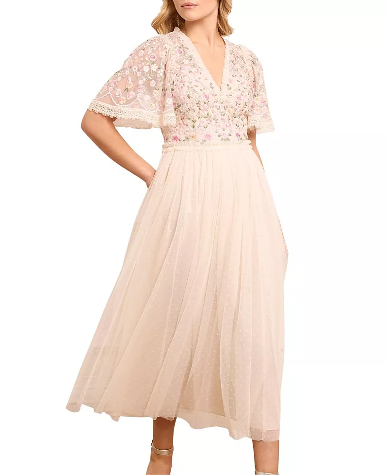 Needle & Thread Rosie Lace Bodice V-Neck Ballerina Dress