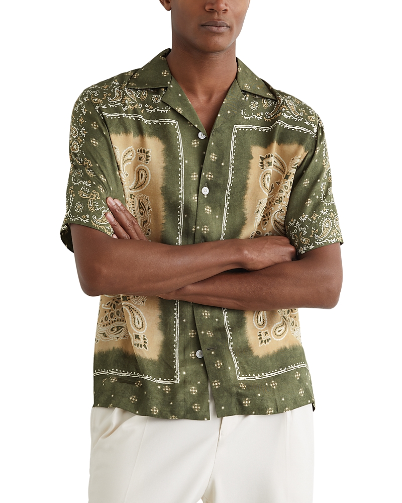 Reiss Vicente Short Sleeve Paisley Print Cuban Shirt