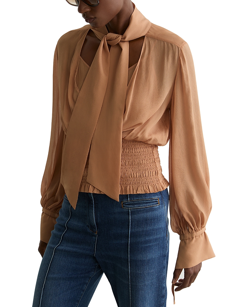 Reiss Phoebe Tie Neck Blouse