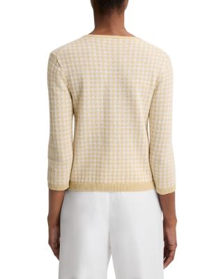 Gingham Three Quarter Sleeve Cardigan