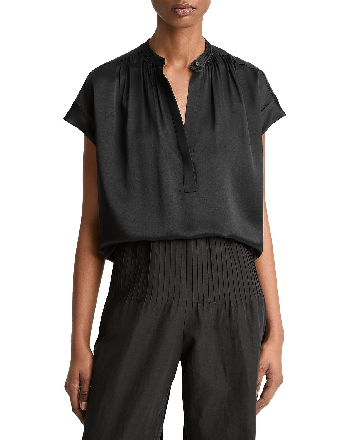 Vince Silk Gathered Neck Top
