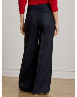 Linen Blend Twill Wide Leg Pants
