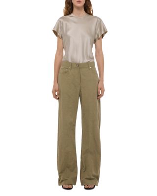 High Rise Relaxed Bootcut Jeans in Warm Sage