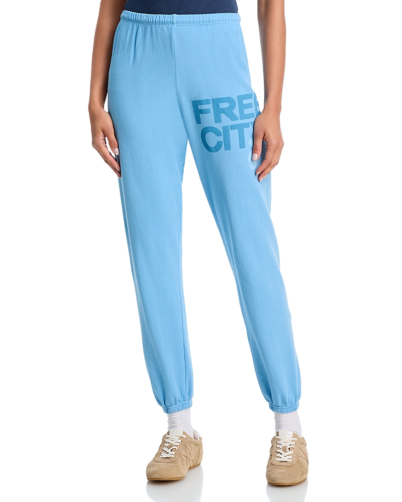 Free City Cotton Logo Sweatpants in Blue Milk