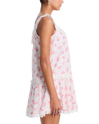 Ditsy Floral Lace Ruffle Mini Dress - Exclusive