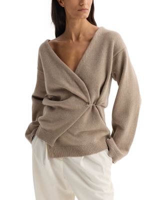 Off Shoulder Wool Cashmere Wrap Cardigan