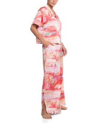 Stretch Satin Palazzo Pants Pajama Set
