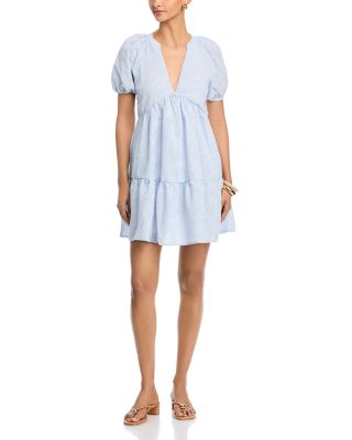 Puff Sleeve Embroidered Babydoll Dress