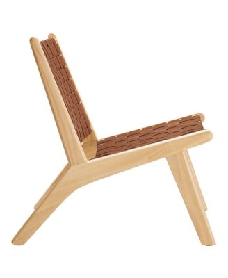 Saoirse Leather Wood Accent Lounge Chair