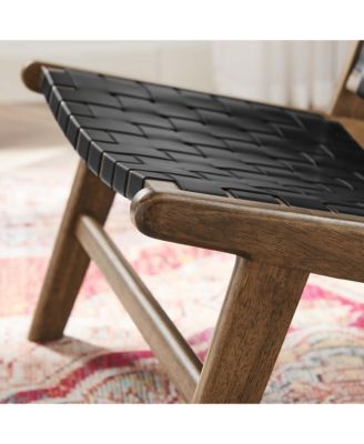 Saoirse Leather Wood Accent Lounge Chair