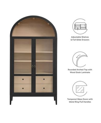 Nolan 74" Tall Wide Arched Storage Display Cabinet