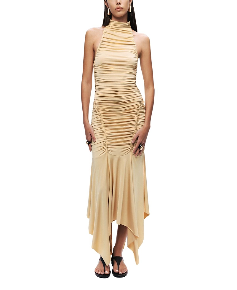 Nocturne Ruched Halter Midi Dress