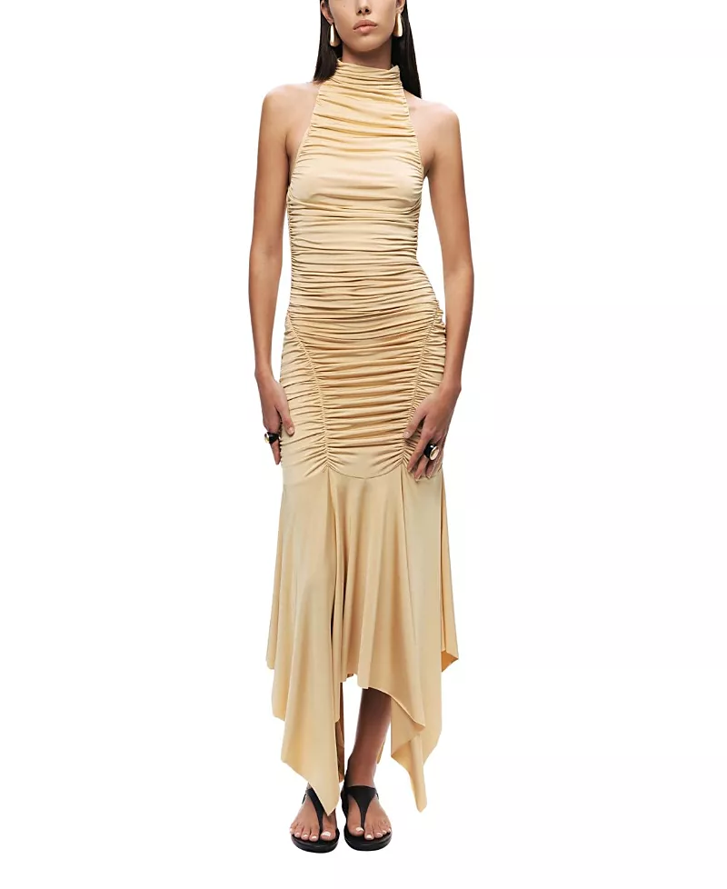 Nocturne Ruched Halter Midi Dress
