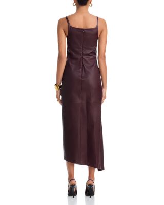 Draped Leather Midi Dress