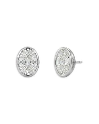 Oval Cubic Zirconia Bezel Stud Earrings