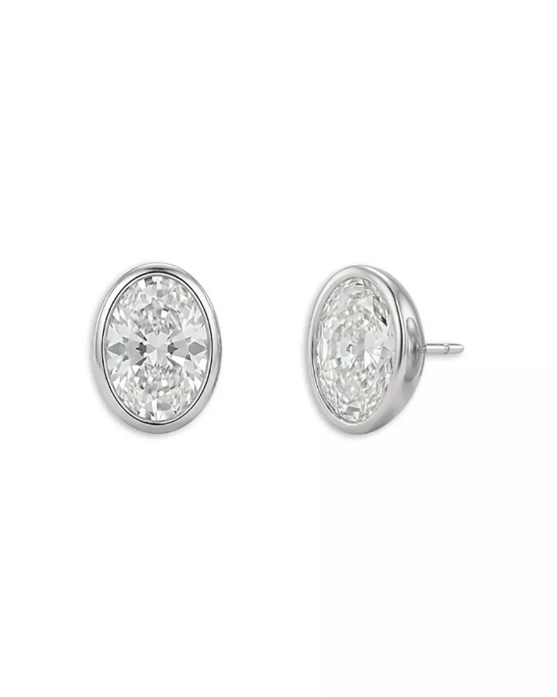 Shashi Oval Cubic Zirconia Bezel Stud Earrings