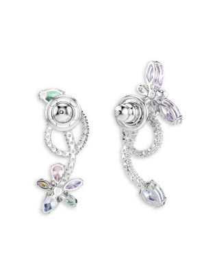 Ariana Grande x Swarovski Cubic Zirconia & Imitation Pearl Dragonfly & Flower Asymmetrical Jacket Earrings