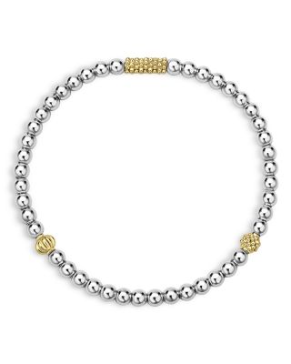 Sterling Silver & 18K Yellow Gold Caviar Icon Stretch Bracelet