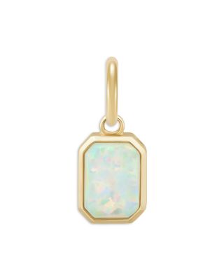 14K Yellow Gold Lab Created Opal Pendant