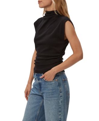 Amara Mock Neck Power Shoulder Top