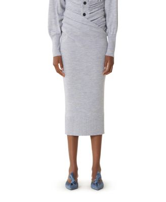Draped Midi Skirt in Wool