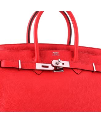 Birkin 35 Handbag Red Togo with Palladium Hardware