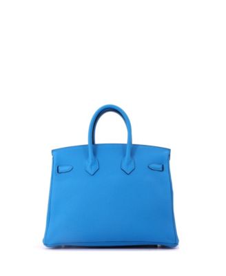 Birkin 25 Handbag Blue Togo with Palladium Hardware